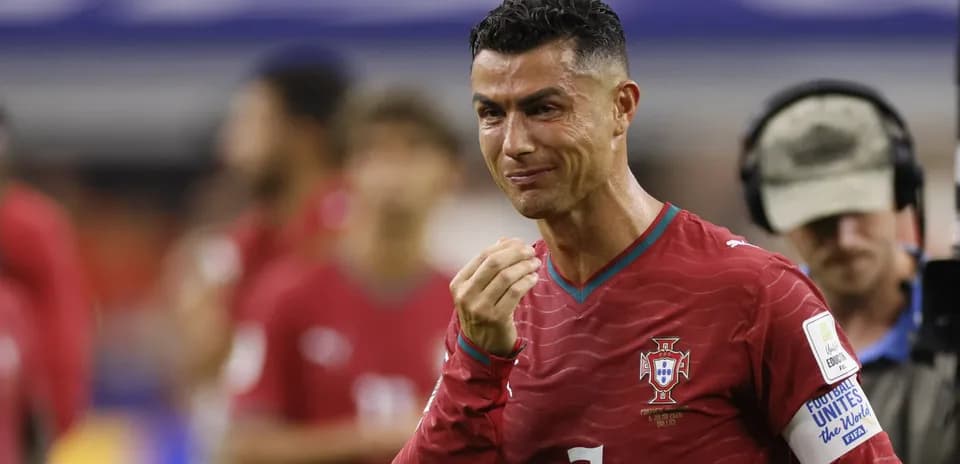 Cristiano Ronaldo smiling during a match for Portugal