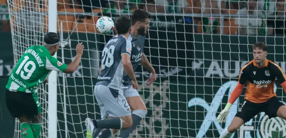 Real Betis player scoring against Real Sociedad
