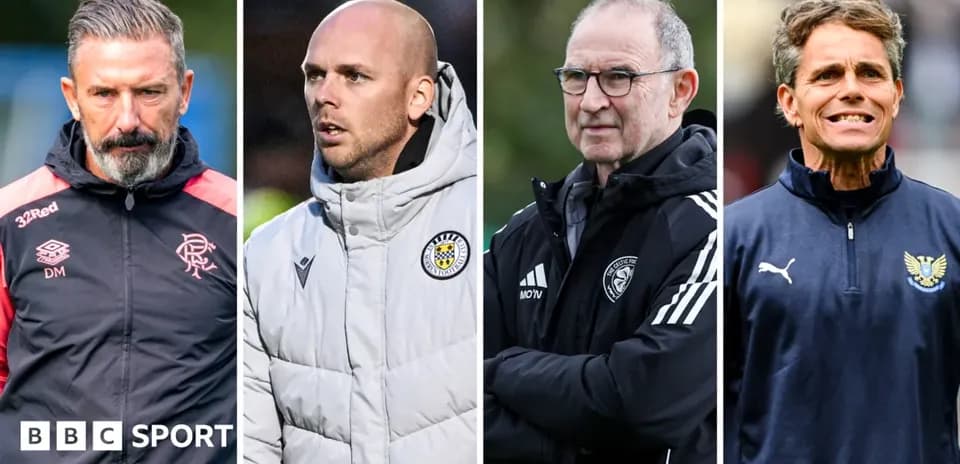 Four football managers during a match or event