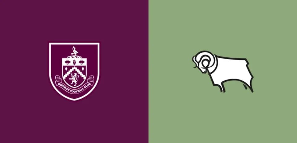Logos of Burnley FC and Derby County FC
