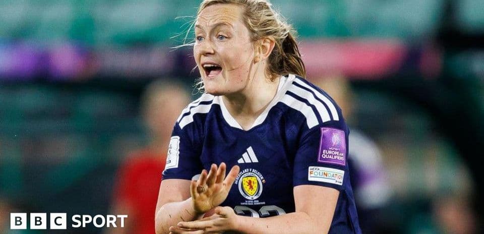 Scottish player gesturing during women's football match