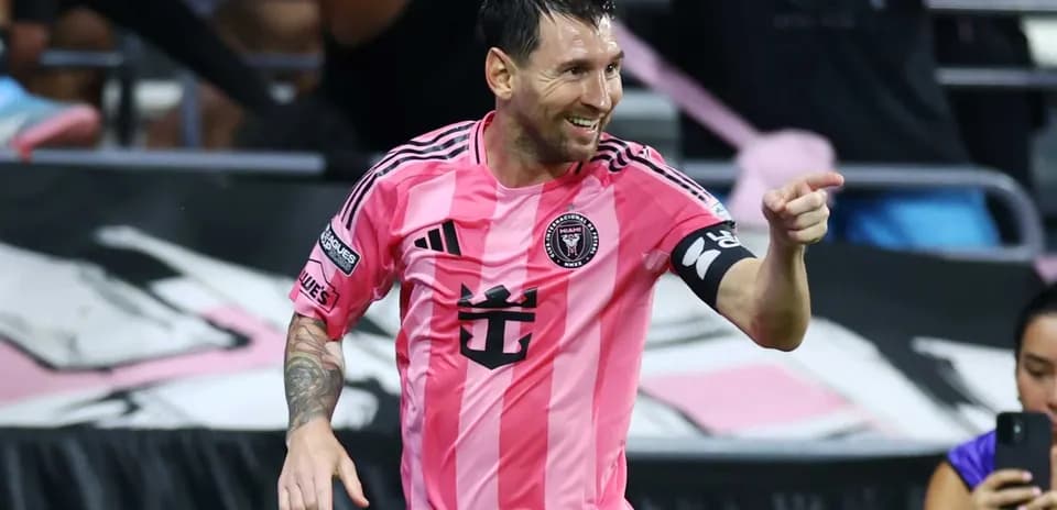 Lionel Messi celebrating a goal for Inter Miami