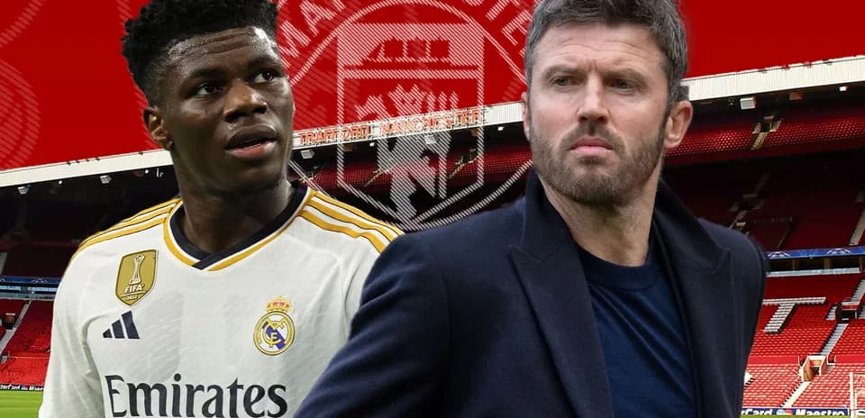 A player in Real Madrid kit and a coach at Old Trafford