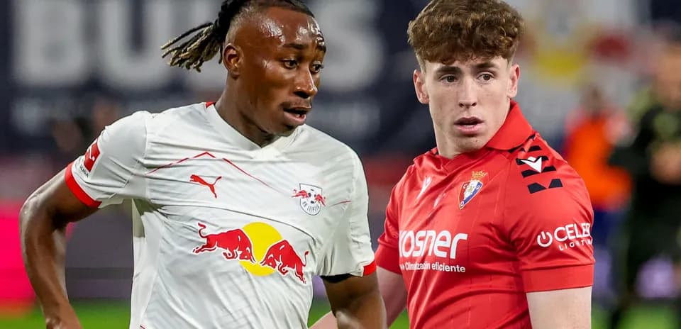 Two football players in action during match
