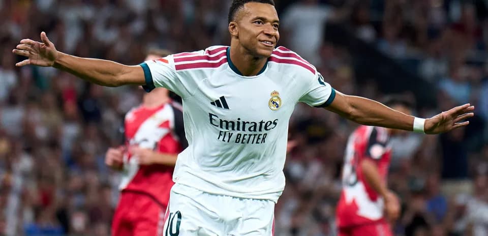 Player celebrating goal for Real Madrid in match