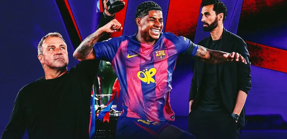 Player celebrating with trophy, coaches observing