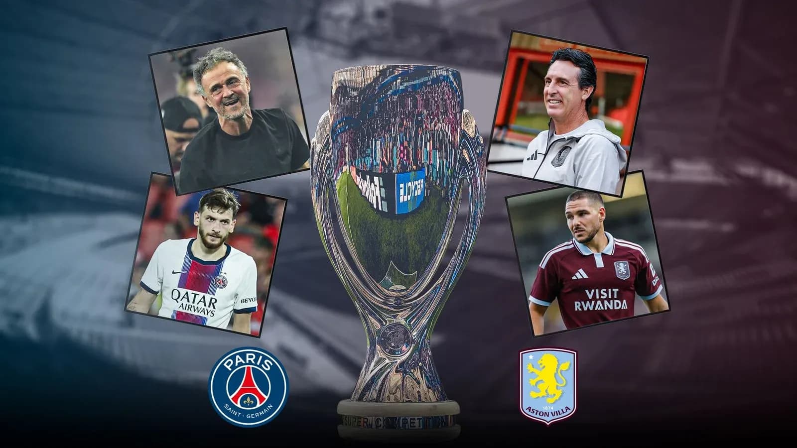 Coaches and players around a trophy for competition