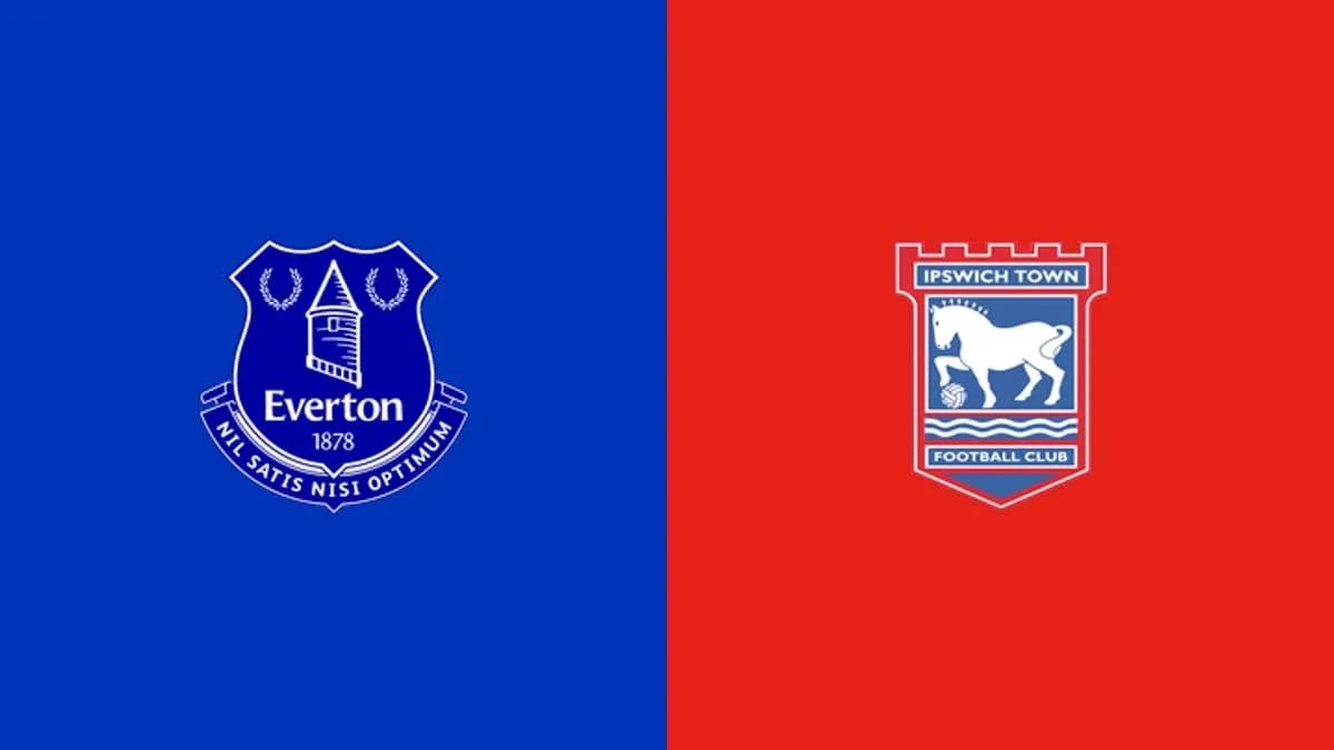 Logos of Everton and Ipswich Town football clubs