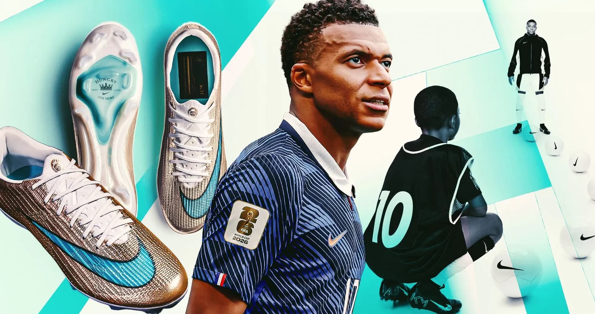 Kylian Mbappé promoting new soccer cleats and training