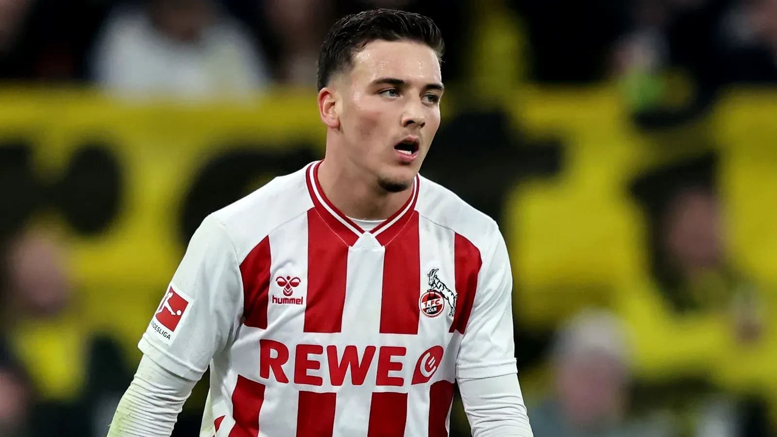 Player in FC Köln kit during a match