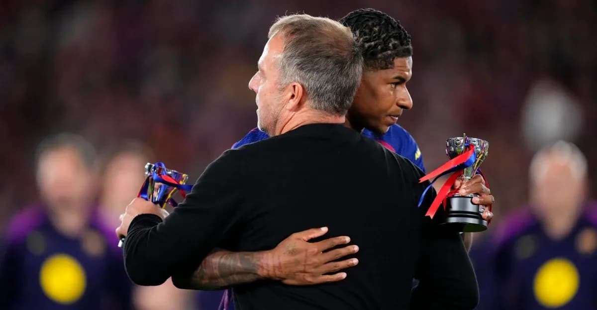 Player receiving award from coach in celebration