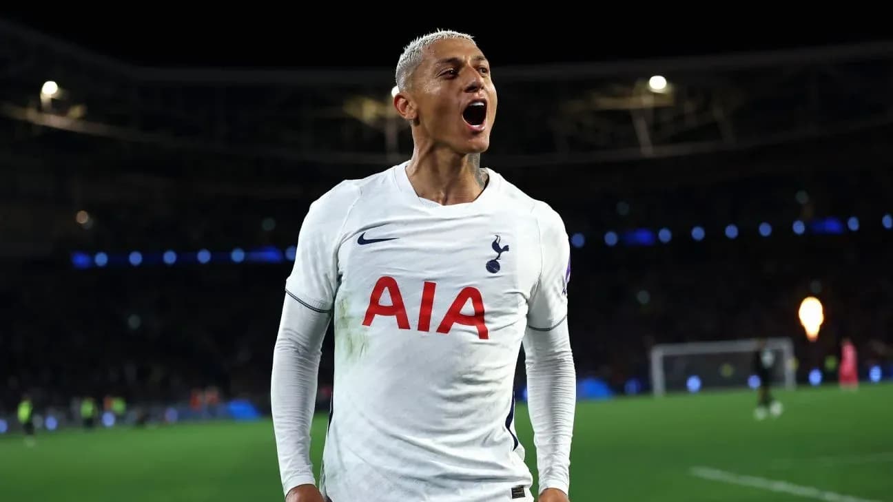 Richarlison celebrating after scoring for Tottenham
