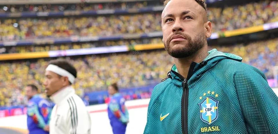 Neymar standing on the pitch before a match