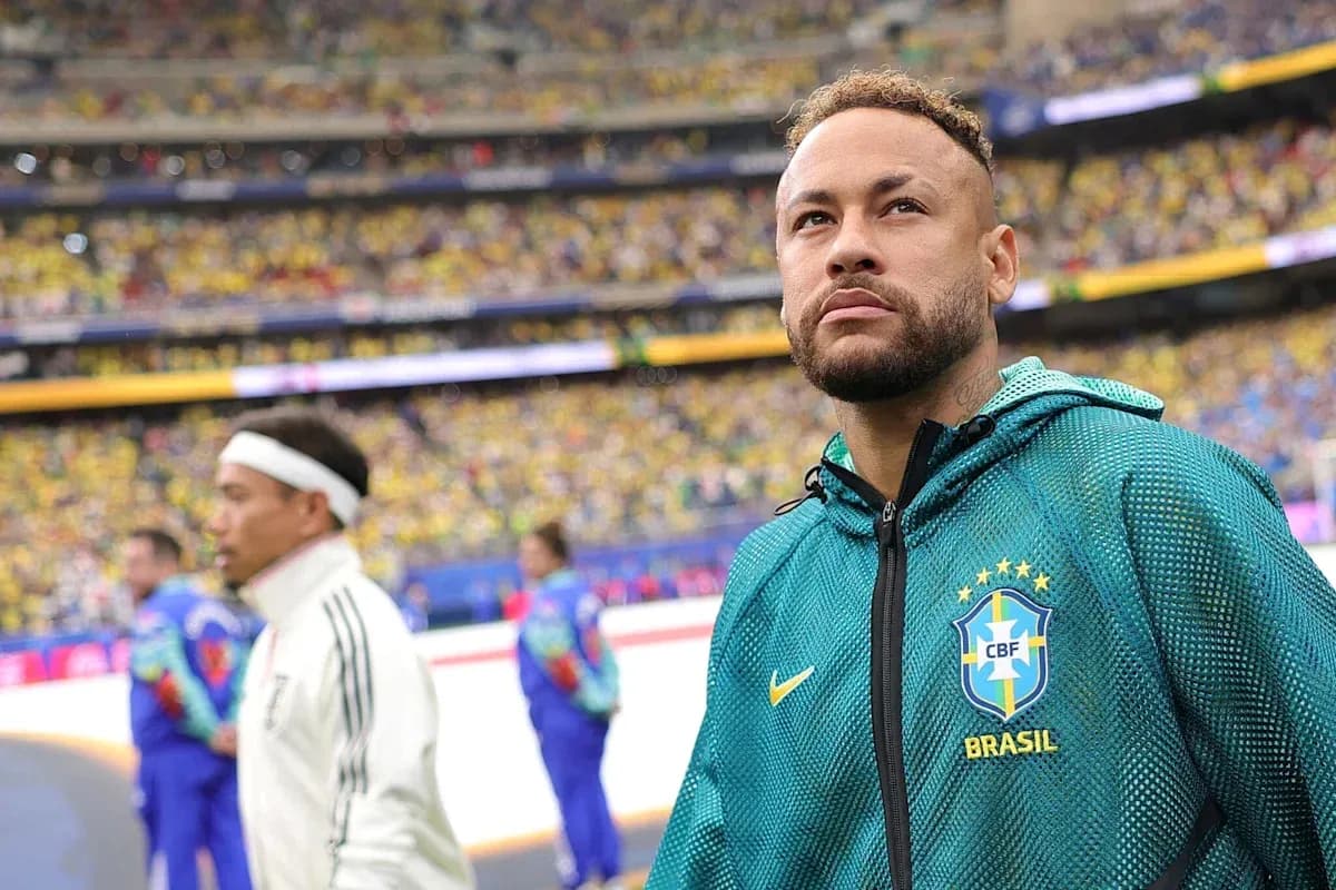 Neymar standing on the pitch before a match
