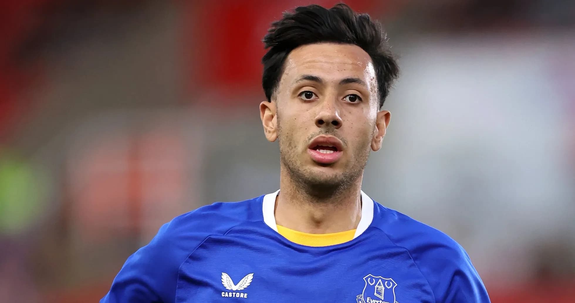 Player wearing Everton jersey during a match