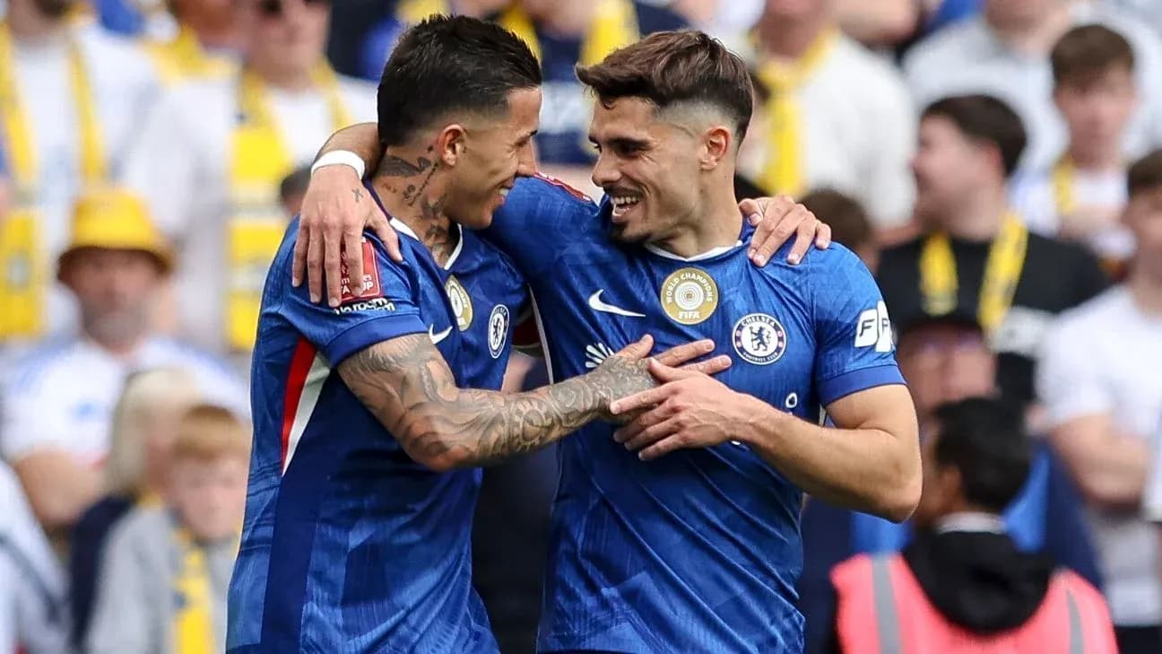 Chelsea players celebrating after scoring a goal
