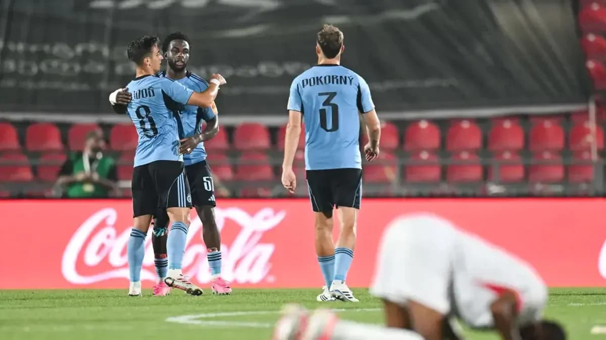 Players celebrating a goal during football match