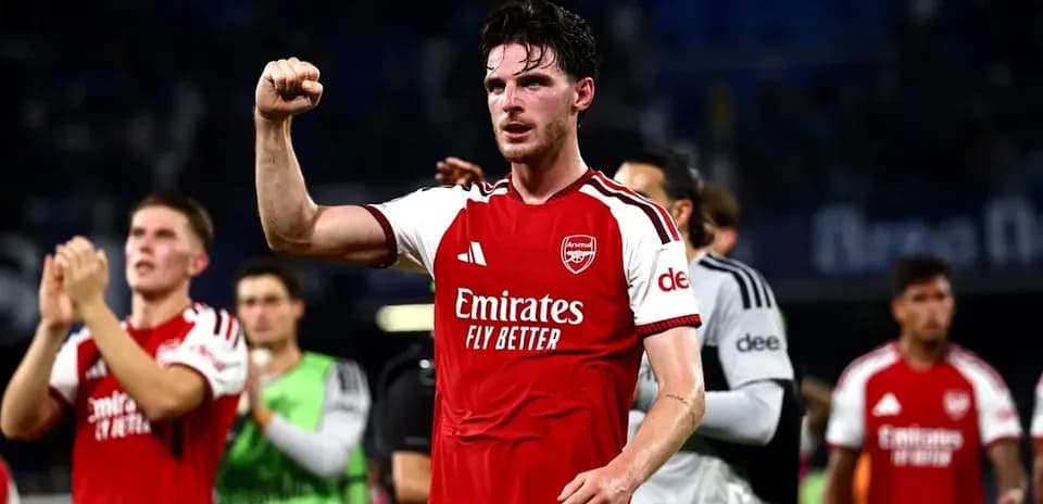 Arsenal player celebrating after a match victory