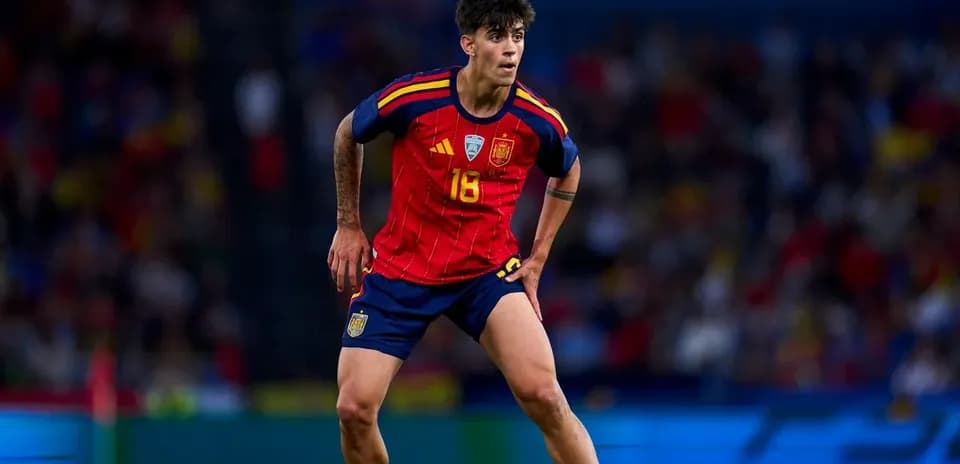 Player in Spain jersey during football match