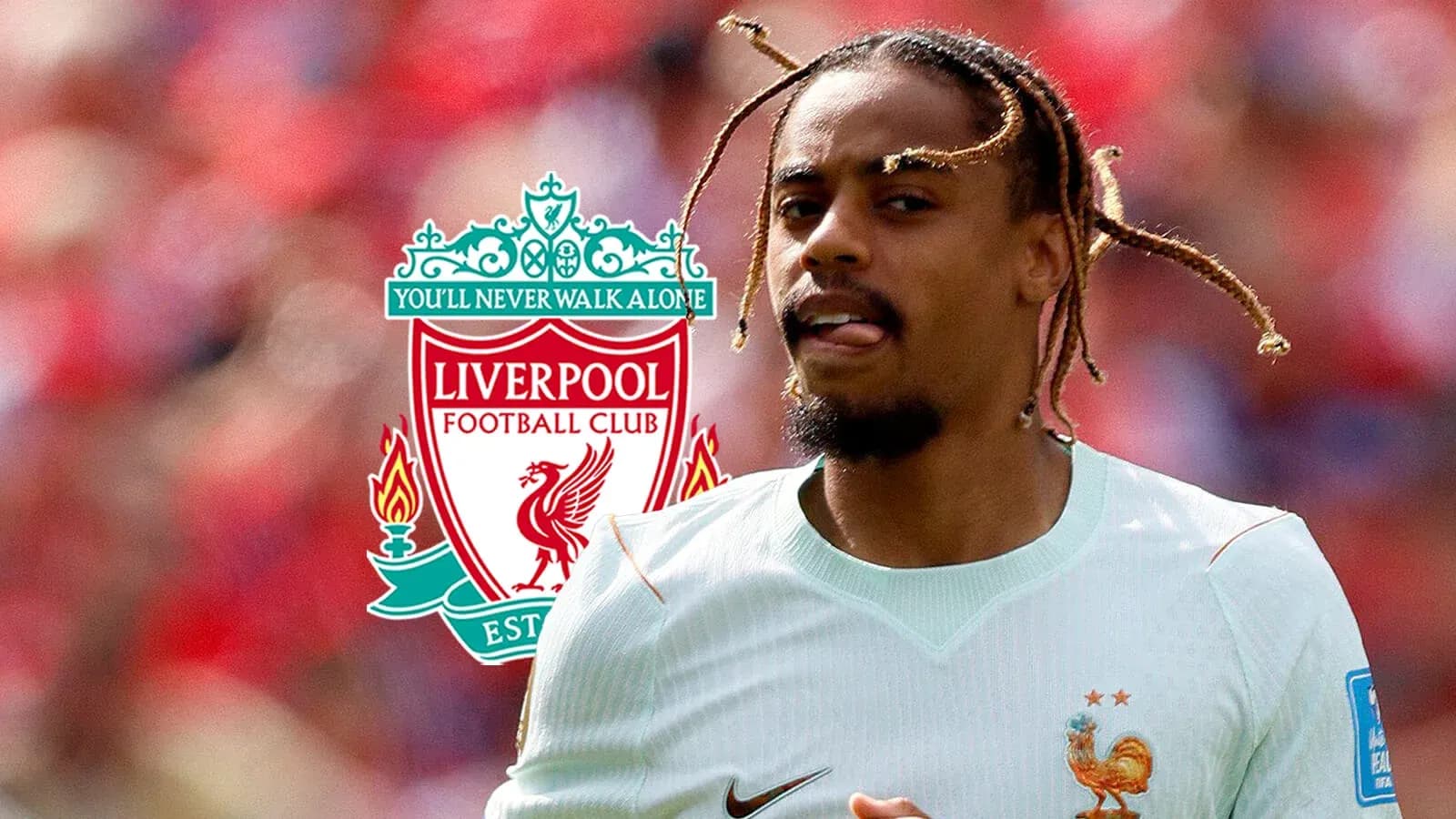 Player running on the pitch with Liverpool logo