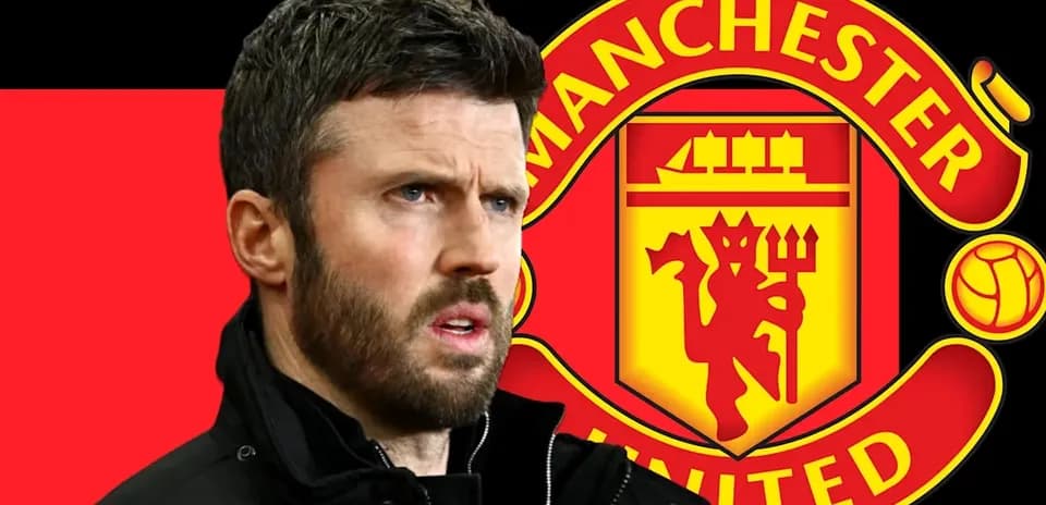 Man wearing a jacket with Manchester United logo in background