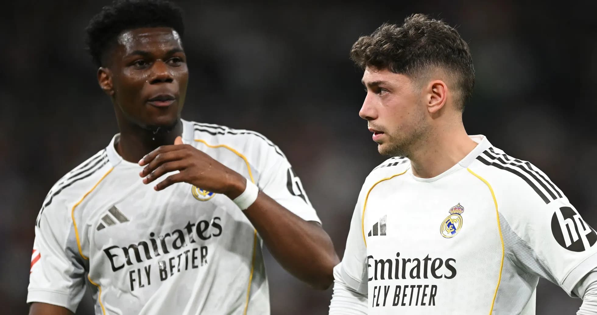 Two Real Madrid players discussing during match