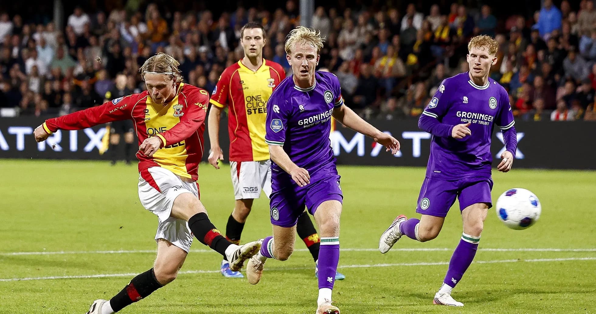 Player shooting the ball during a match