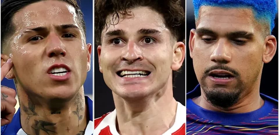 Three football players with varied hairstyles and expressions
