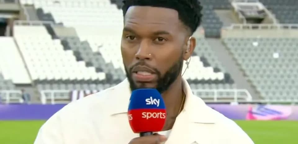 Presenter speaking during sports broadcast at stadium