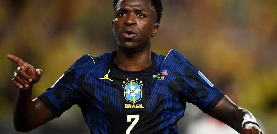 Player celebrating goal wearing Brazil national team jersey