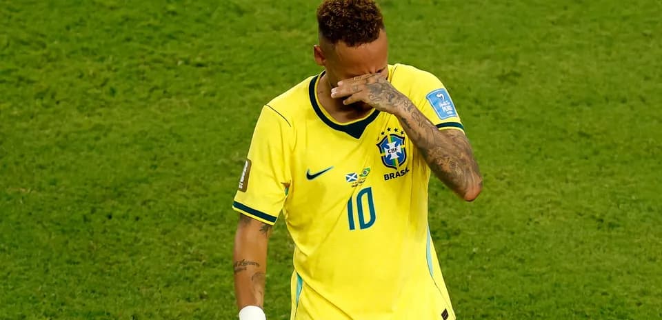 Player in Brazil jersey reacting on the field