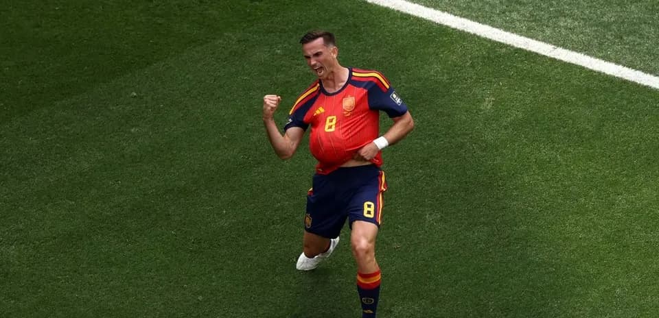 Spain player celebrating a goal during match