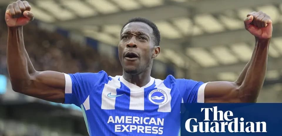 Player celebrating a goal in Brighton kit
