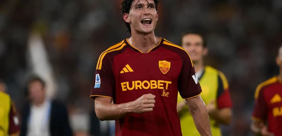 AS Roma player celebrating during Serie A match