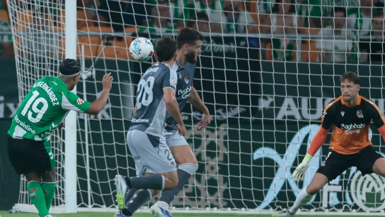 Player scoring a goal during La Liga match