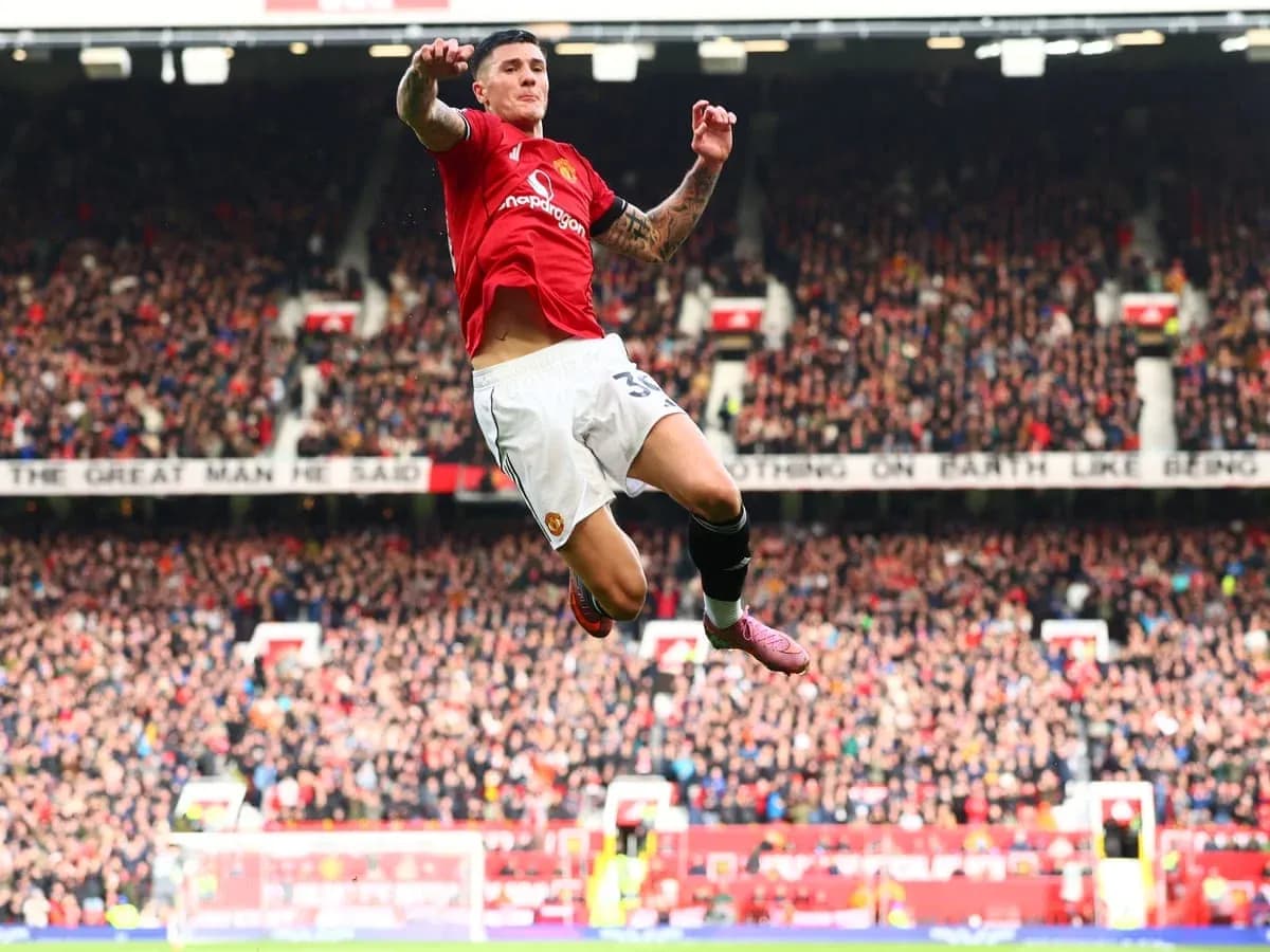 Manchester United player celebrating during match