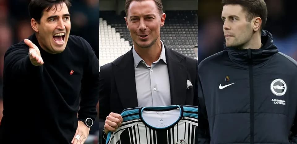 Three football managers in various poses