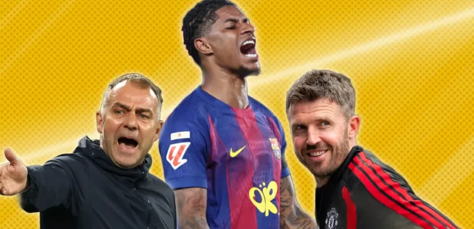Three football coaches and a player celebrating