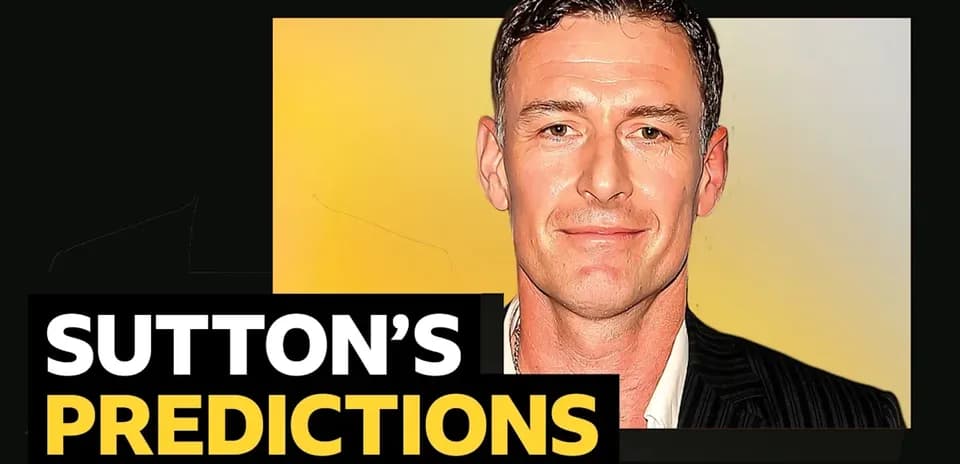 Man in suit with text 'Sutton's Predictions'