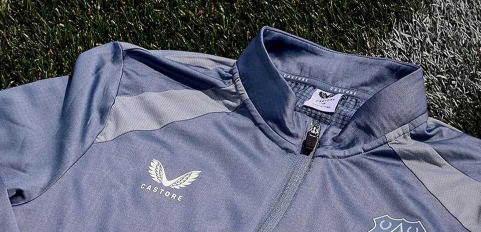 Close-up of Everton training jacket on grass