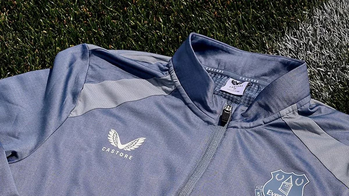 Close-up of Everton training jacket on grass
