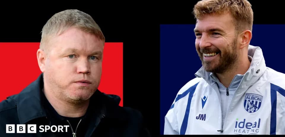 Two football coaches in contrasting poses