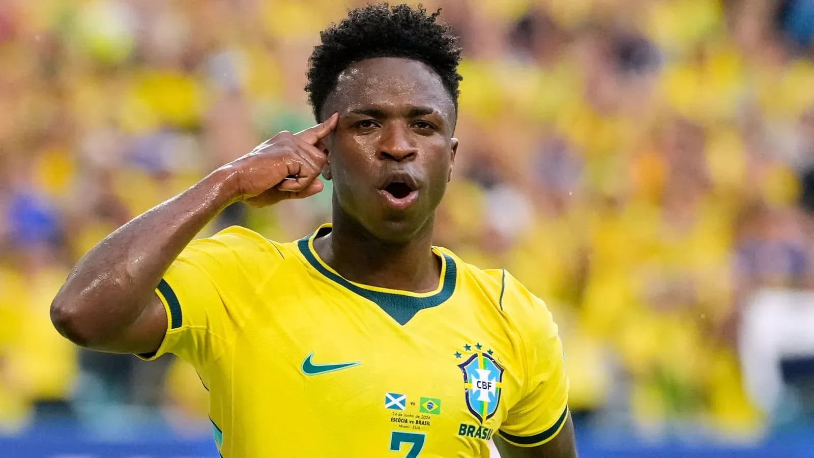 Player celebrating with hand gesture during match