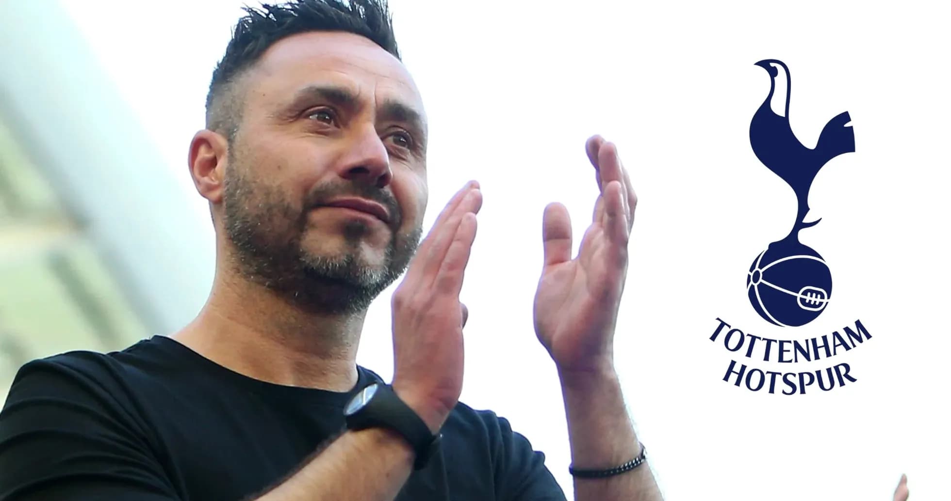 Man applauding with Tottenham Hotspur logo in background