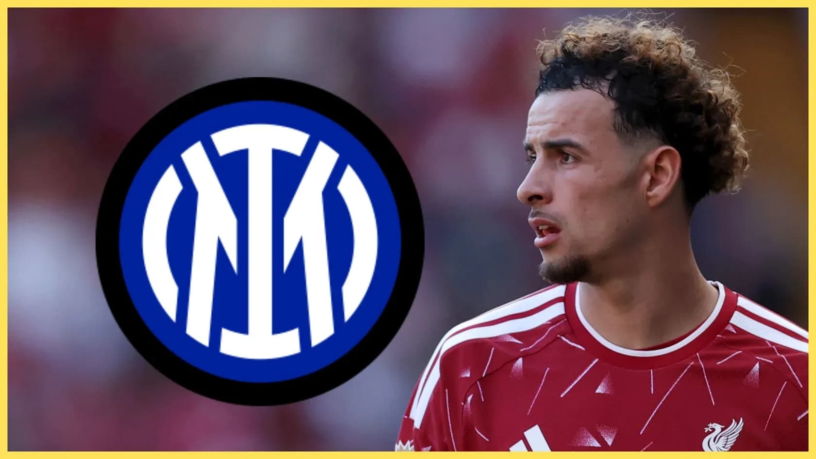 Player in red jersey with Inter Milan logo background
