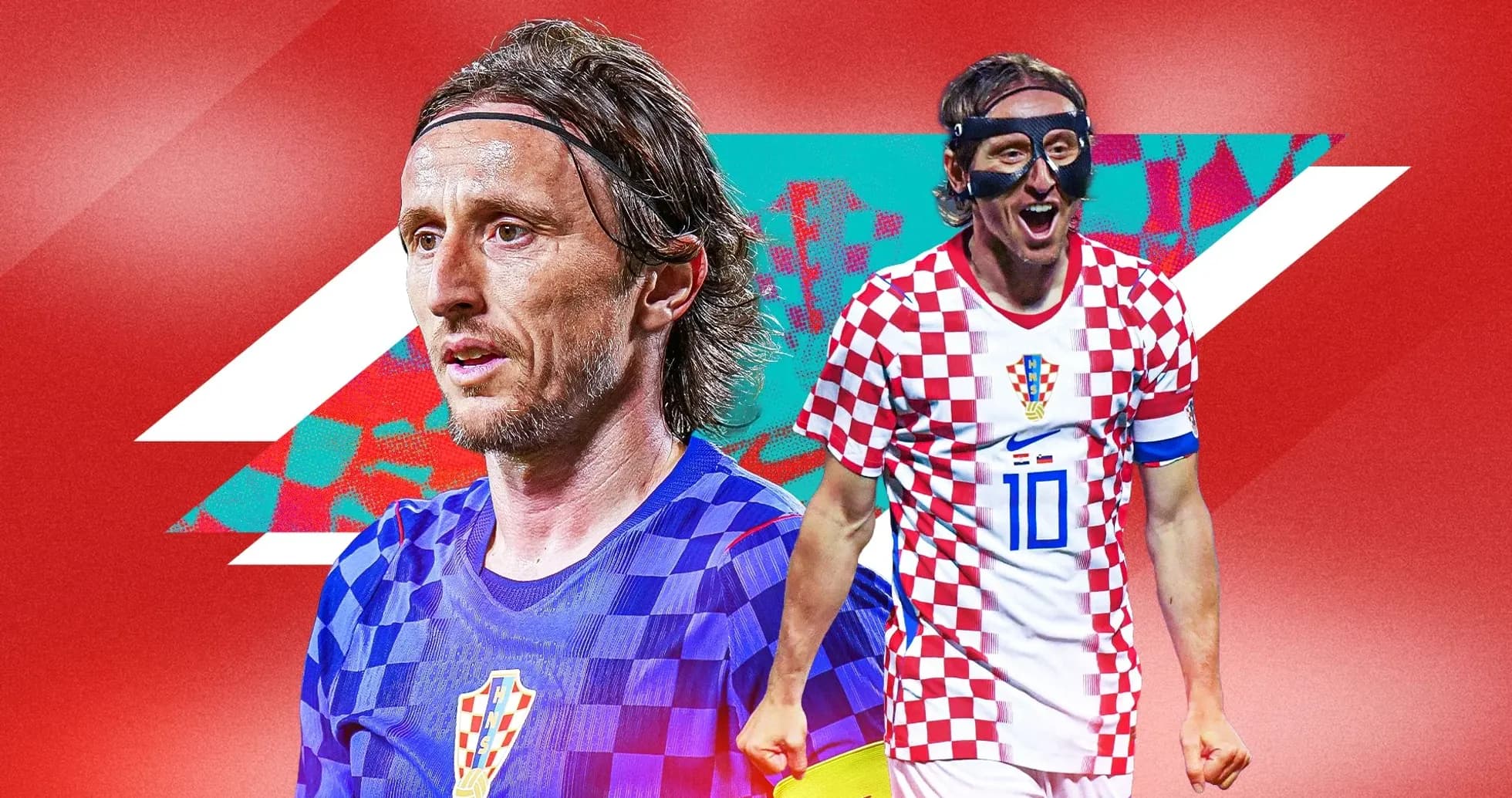Luka Modric in Croatia kit with red background