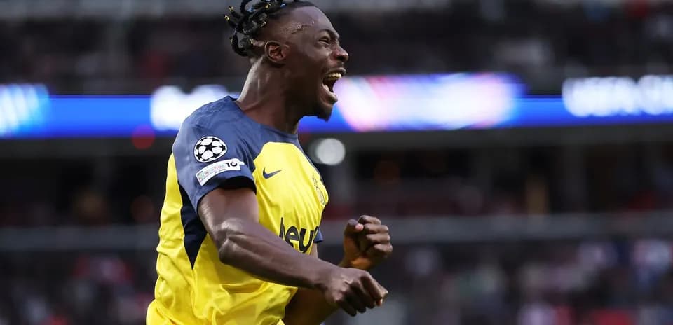 Player celebrating goal in UEFA Champions League