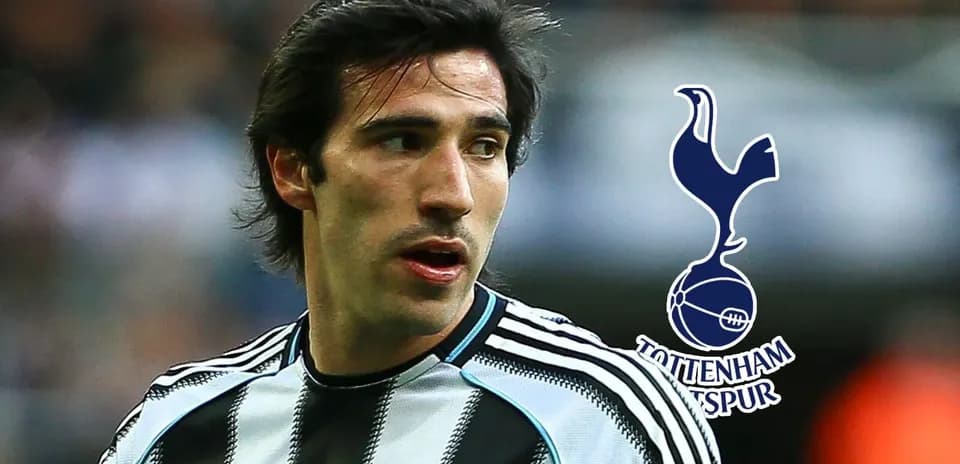 Player in Newcastle kit with Tottenham logo