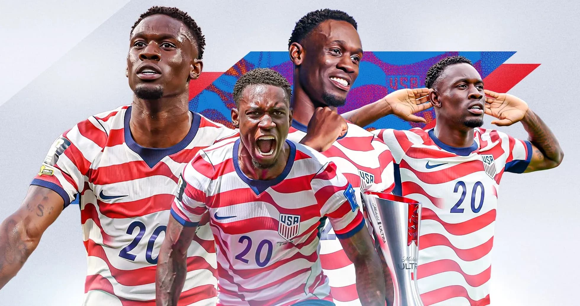 Player celebrating multiple moments in USA jersey