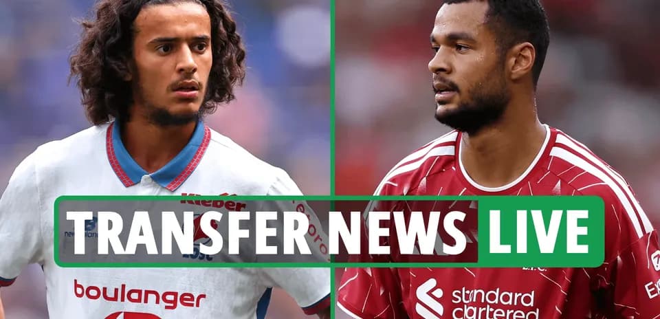 Two football players with transfer news overlay